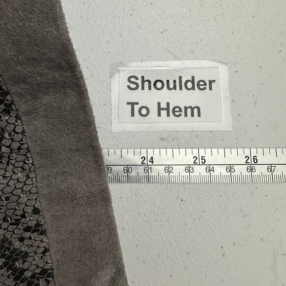 Chi By Carlos Falchi Women Suede Leather Jacket Size M Python Snakeskin Print - Picture 7 of 8